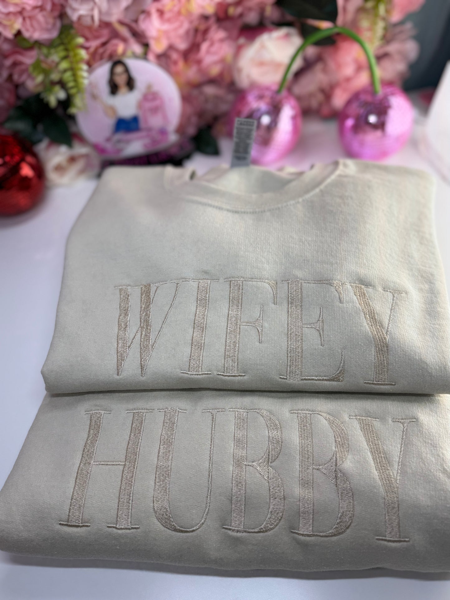 Wifey & Hubby Neutral Hoodie in Sand