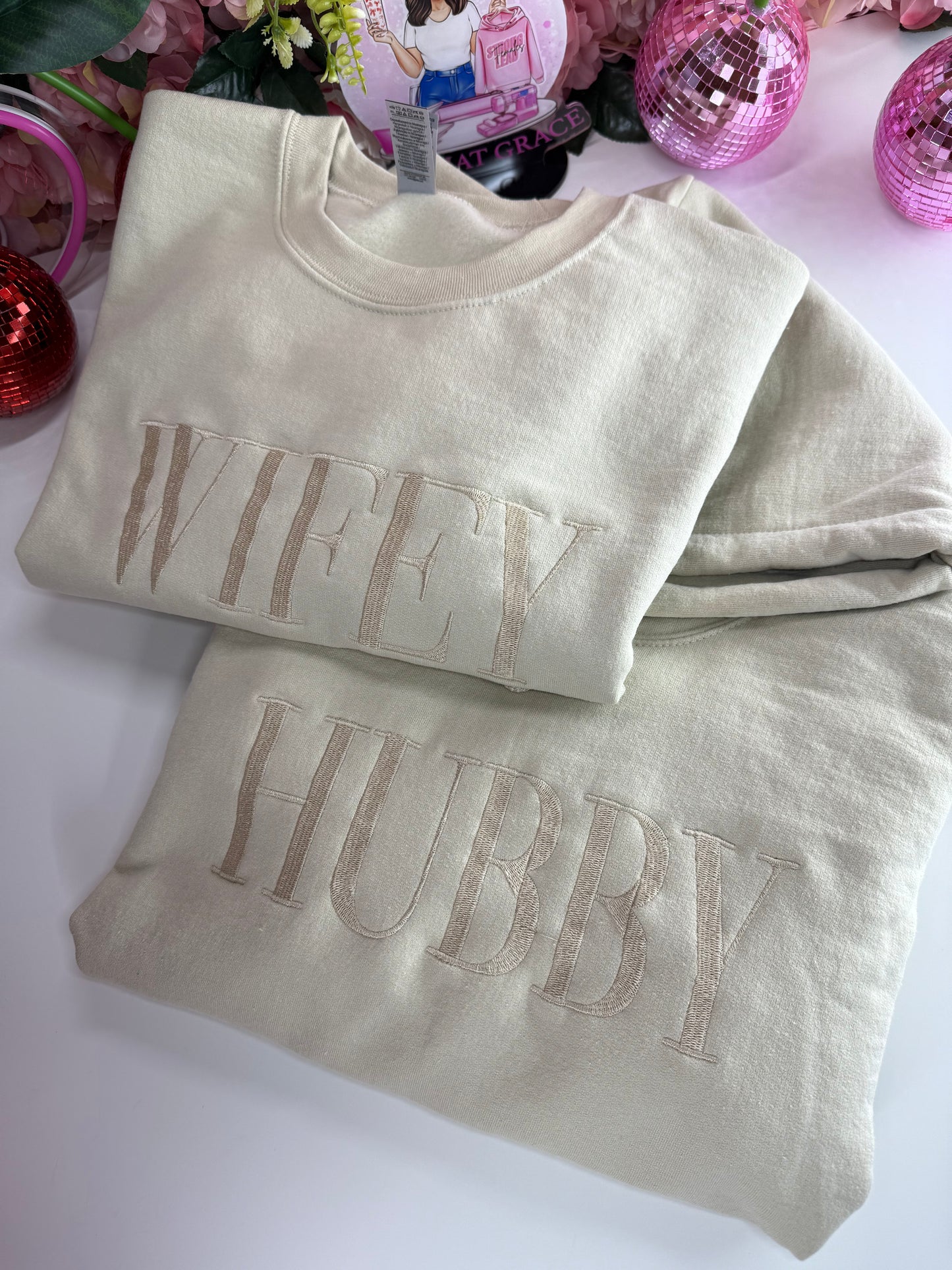 Wifey & Hubby Neutral Hoodie in Sand