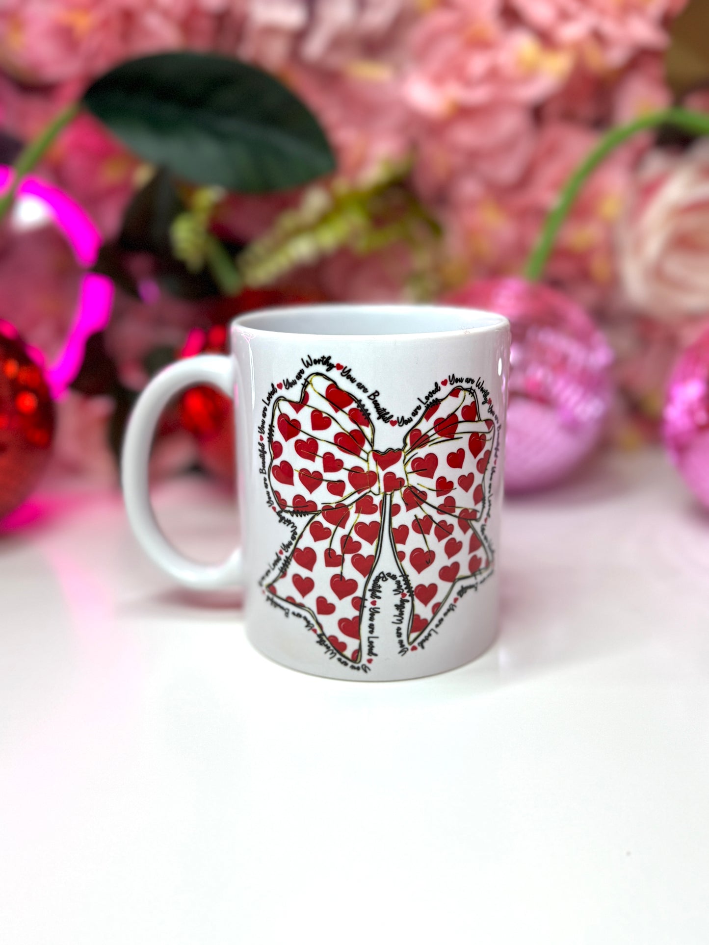 You Are Affirmation Heart Bow Ceramic Mug
