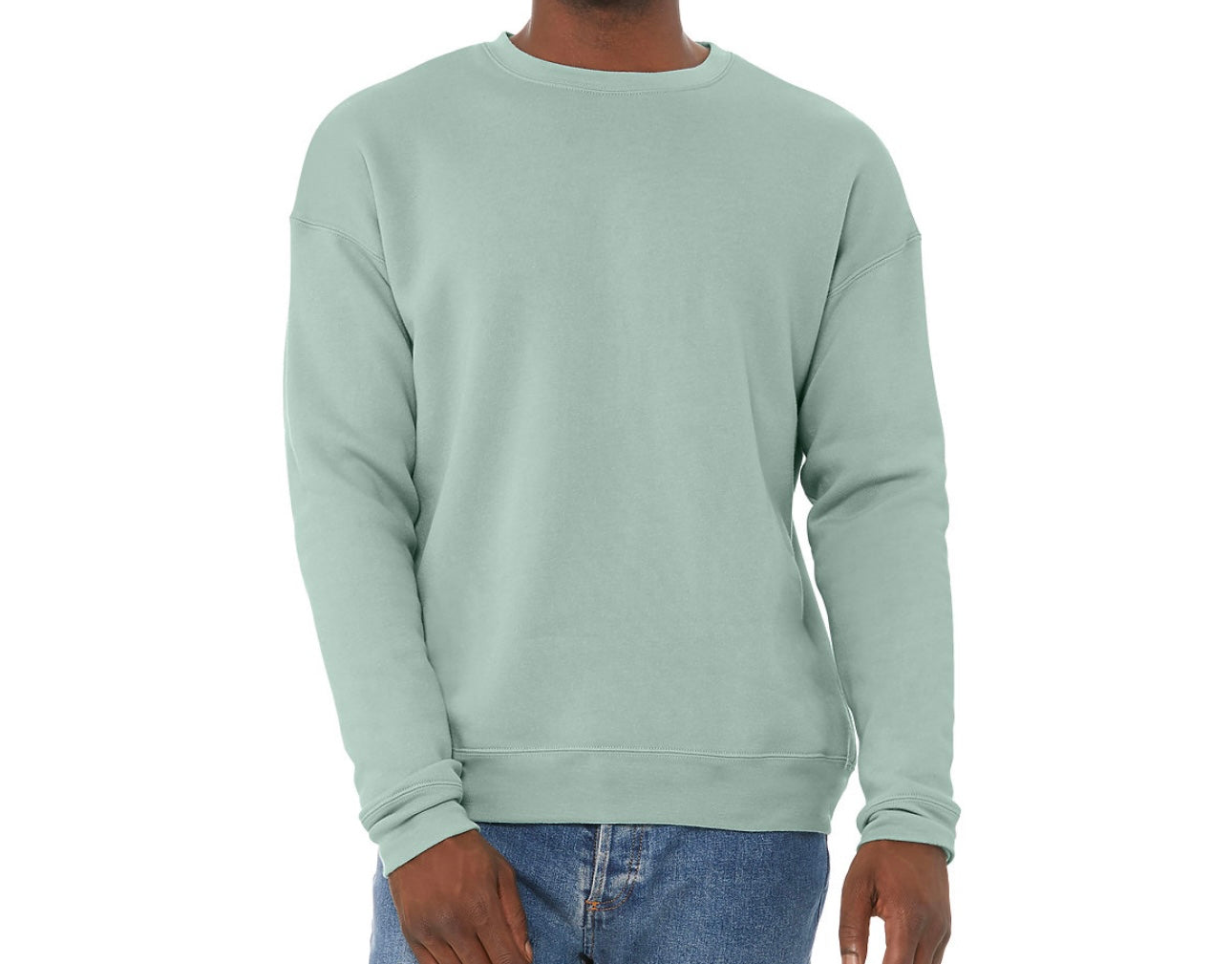 Blessed Sherpa Lined Crewneck Sweater In Dusty Blue