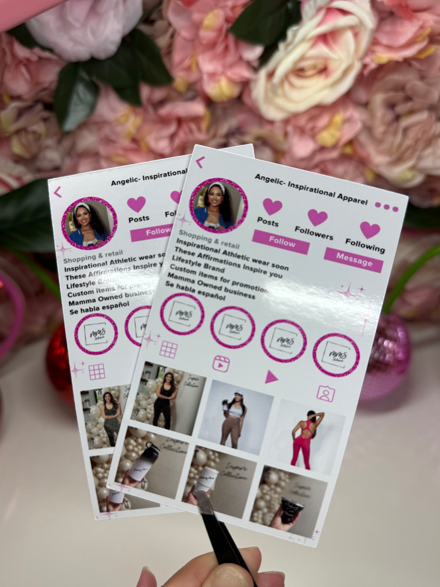 Instagram Business Cards in Hot Pink 2.75" by 4.5"