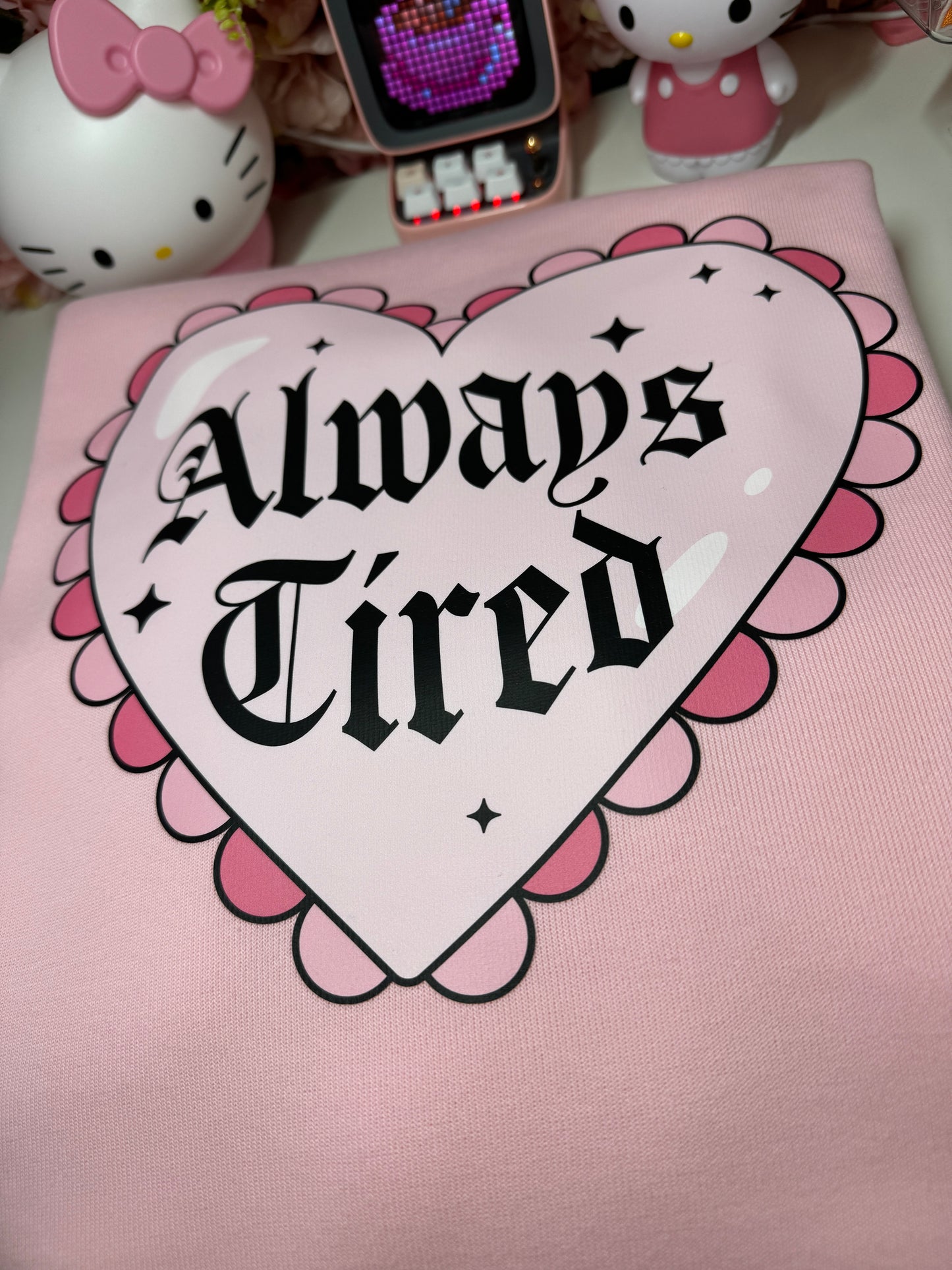 Always Tired Long Sleeve Tee in Pink