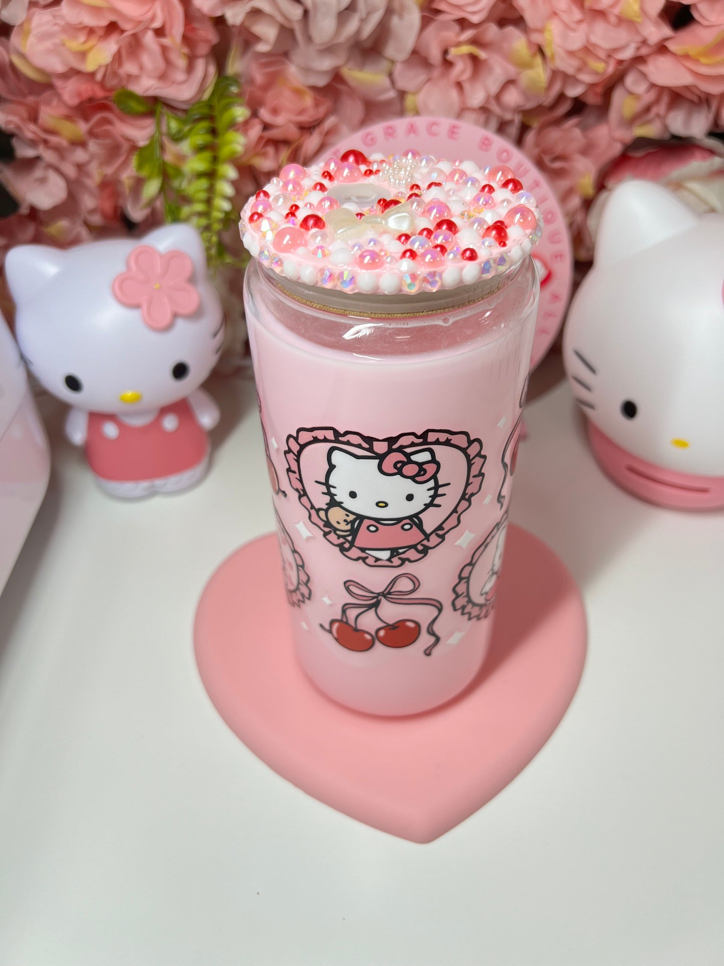 Kitty Cherry Coquette Pink Snow Globe Libby Cup