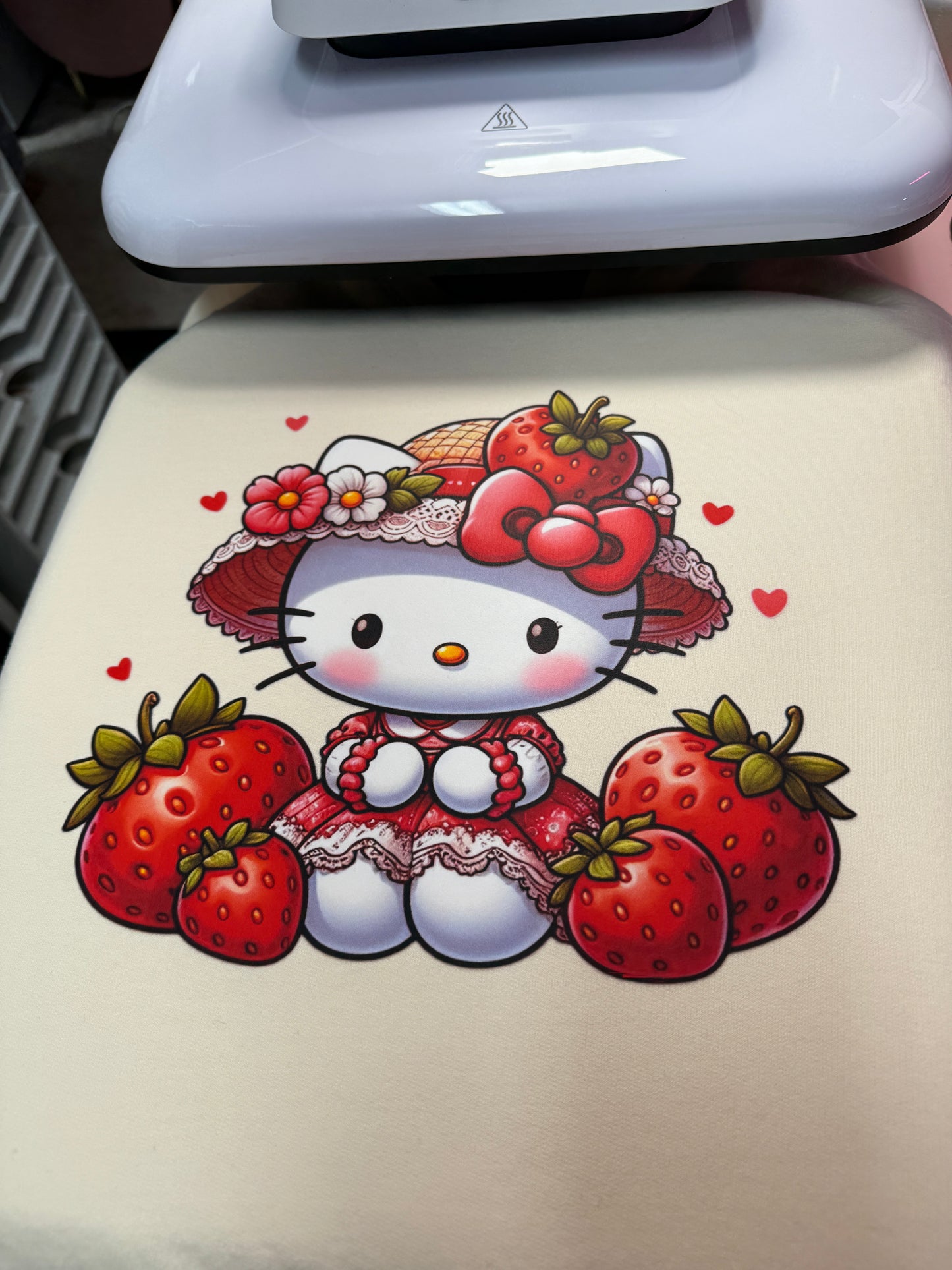 Spring Strawberry Kitty Sweater in Ivory Unisex