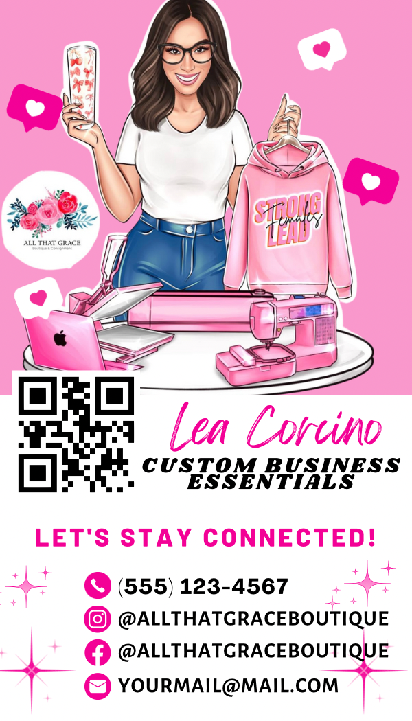 Instagram Business Cards in Hot Pink 2.75" by 4.5"