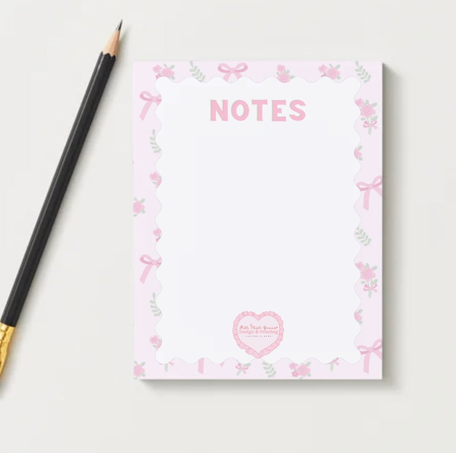 Dainty Floral Bow Notes Notepad