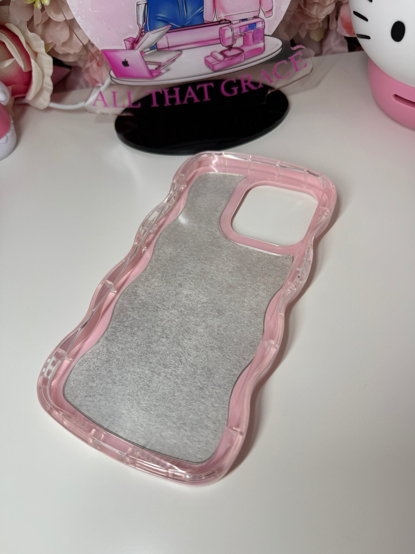 Custom Pink Wave Phone Case for I phone 15 Pro