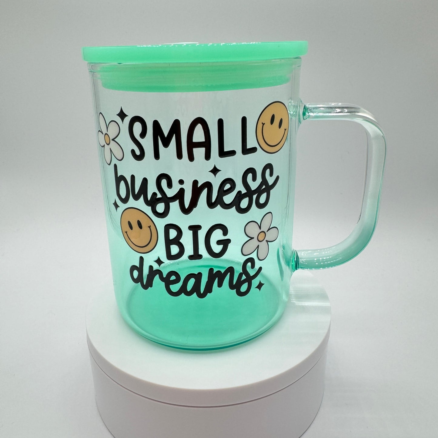 Small Business Big Dreams on Blue 16oz Glass Gradient Mug