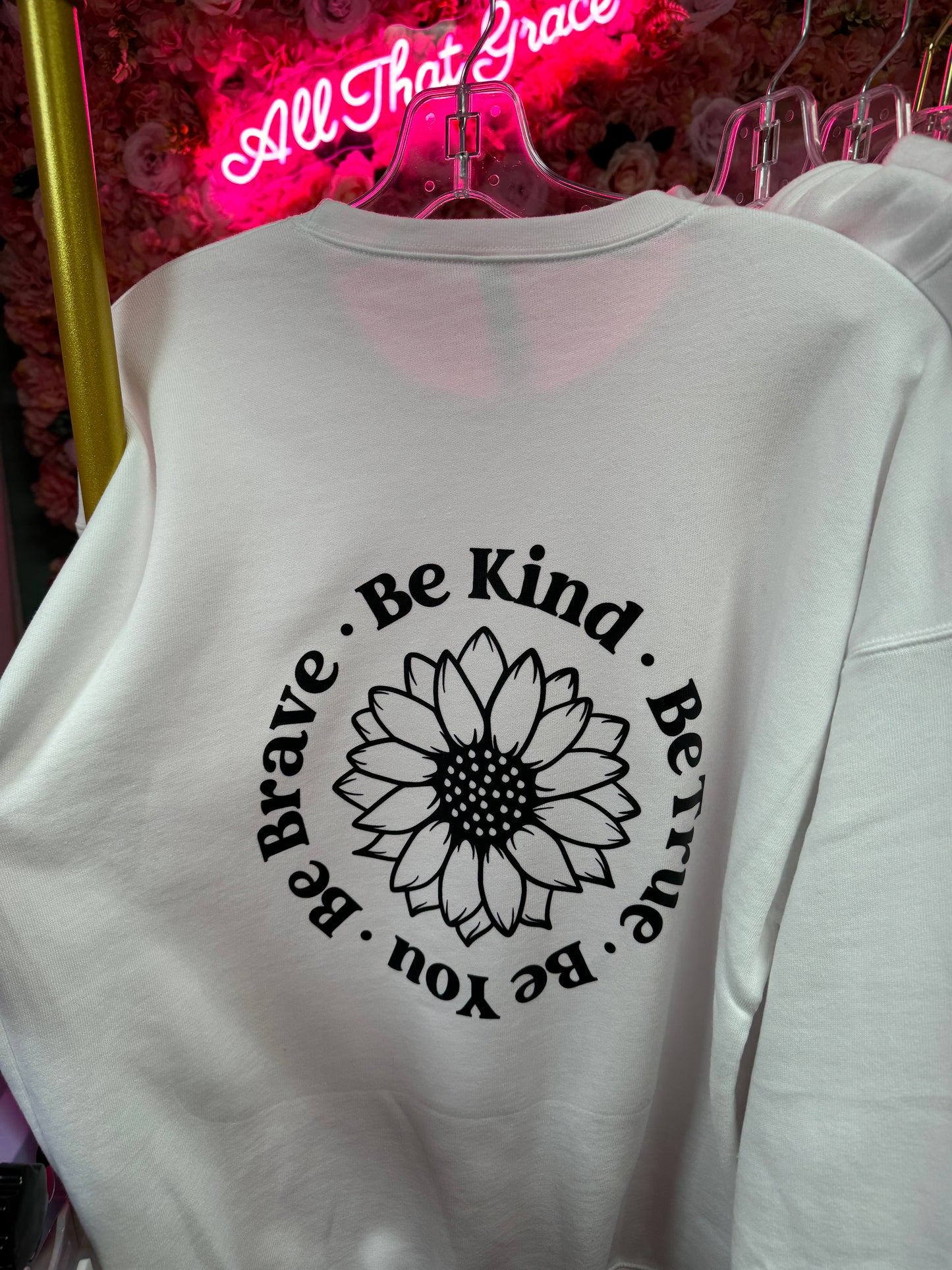 Be You Crew Neck Drop Shoulder Sweater in White