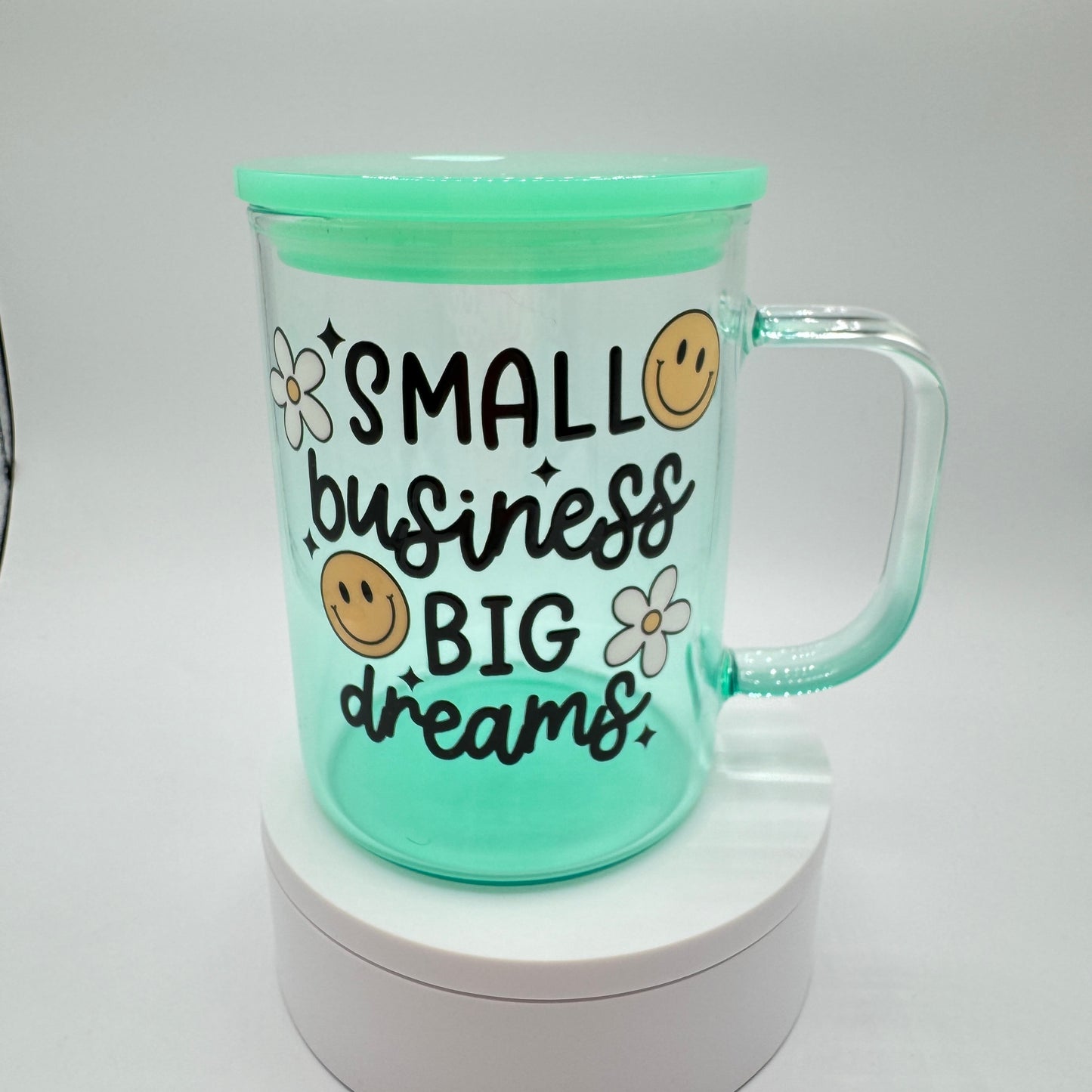 Small Business Big Dreams on Blue 16oz Glass Gradient Mug