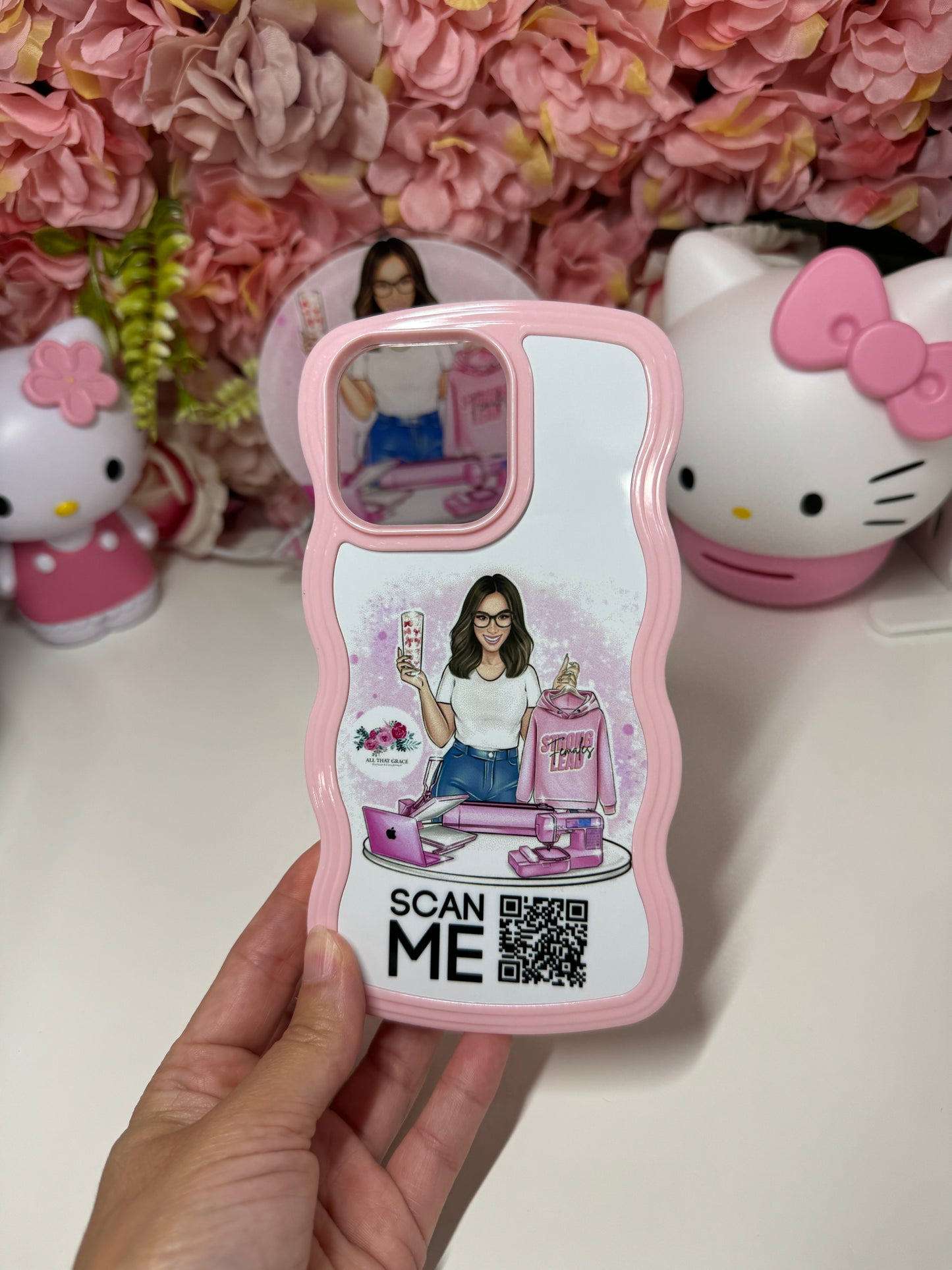 Custom Pink Wave Phone Case for I phone 15 Pro
