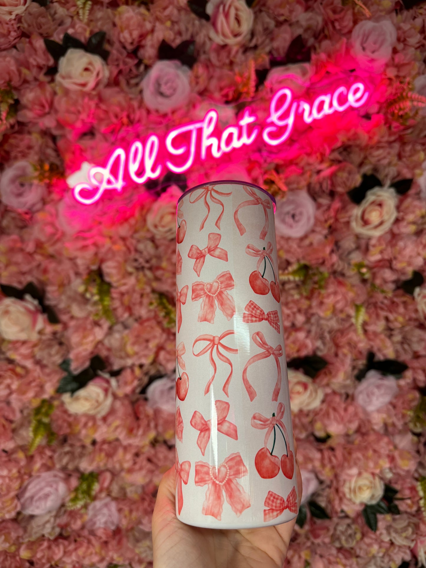 Cherry and Bow Coquette Esthetics's Stainless Steel Tumbler 20oz