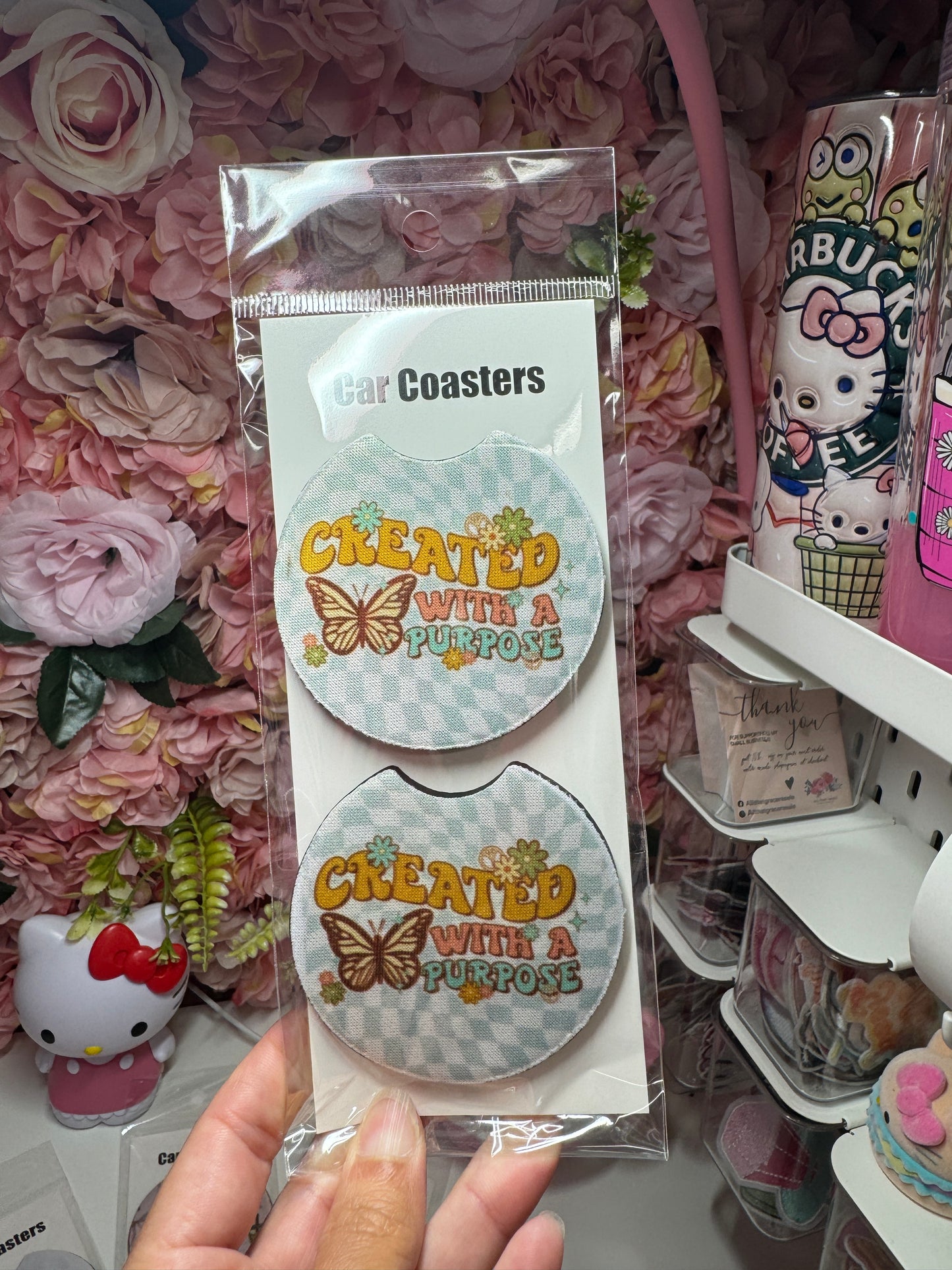 Created With A Purpose Butterfly Boho Car Coaster