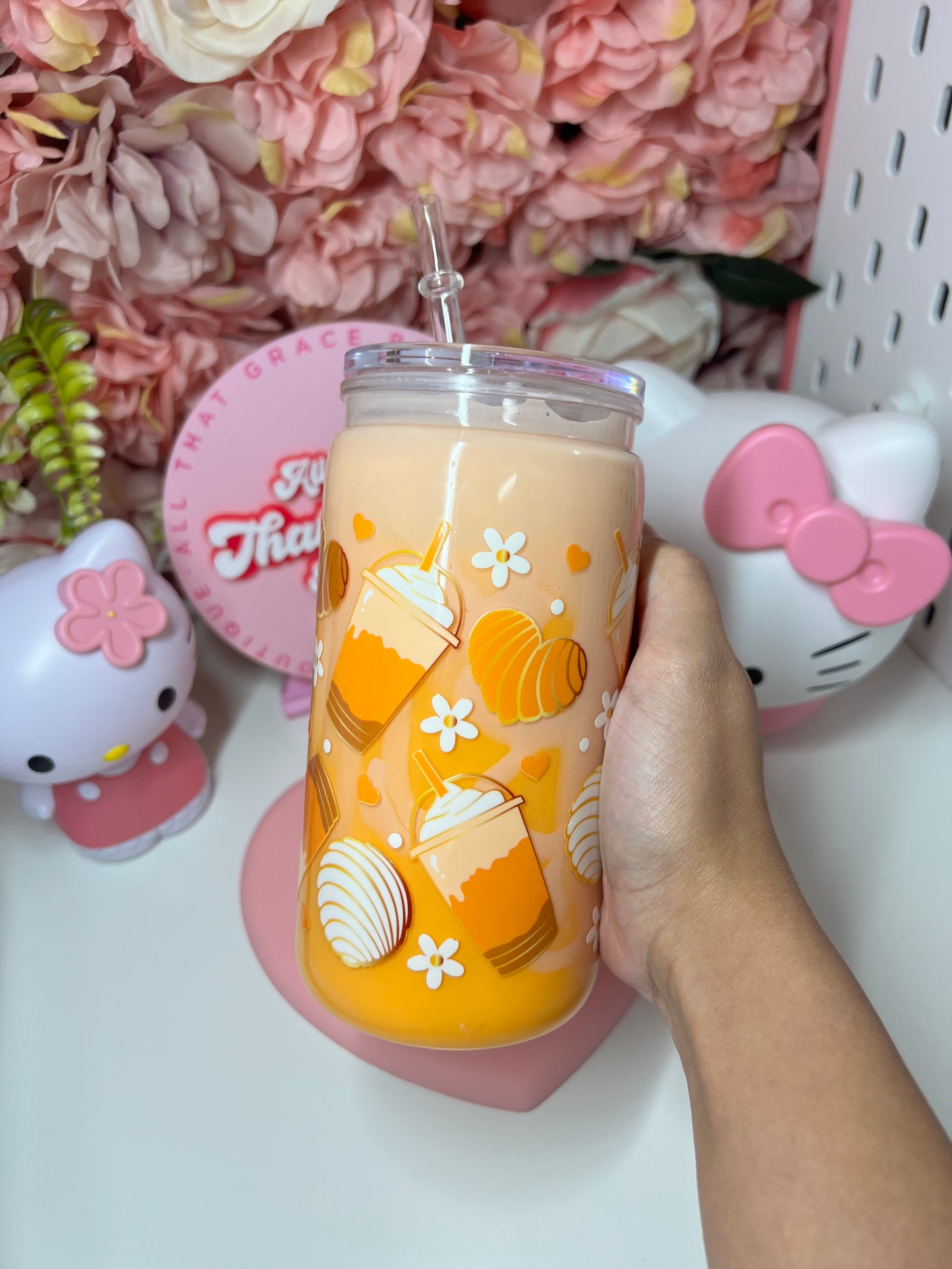 Pumpkin Spice Concha Swirl Acrylic Snow Globe Cup