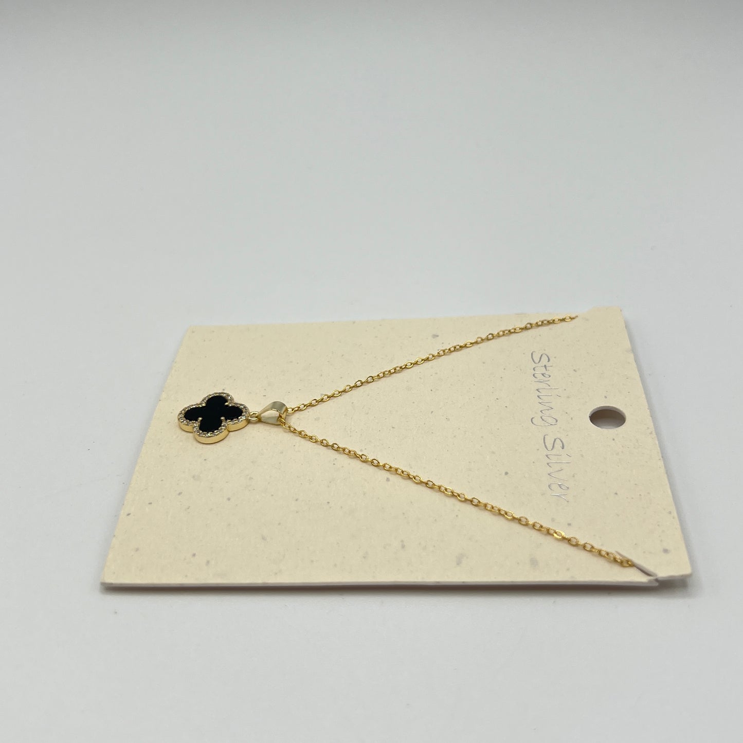 Clover Pendant Gold Necklace in Black