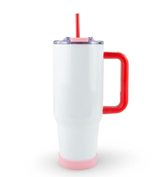 Custom White, Pink & Red 40oz Tumbler