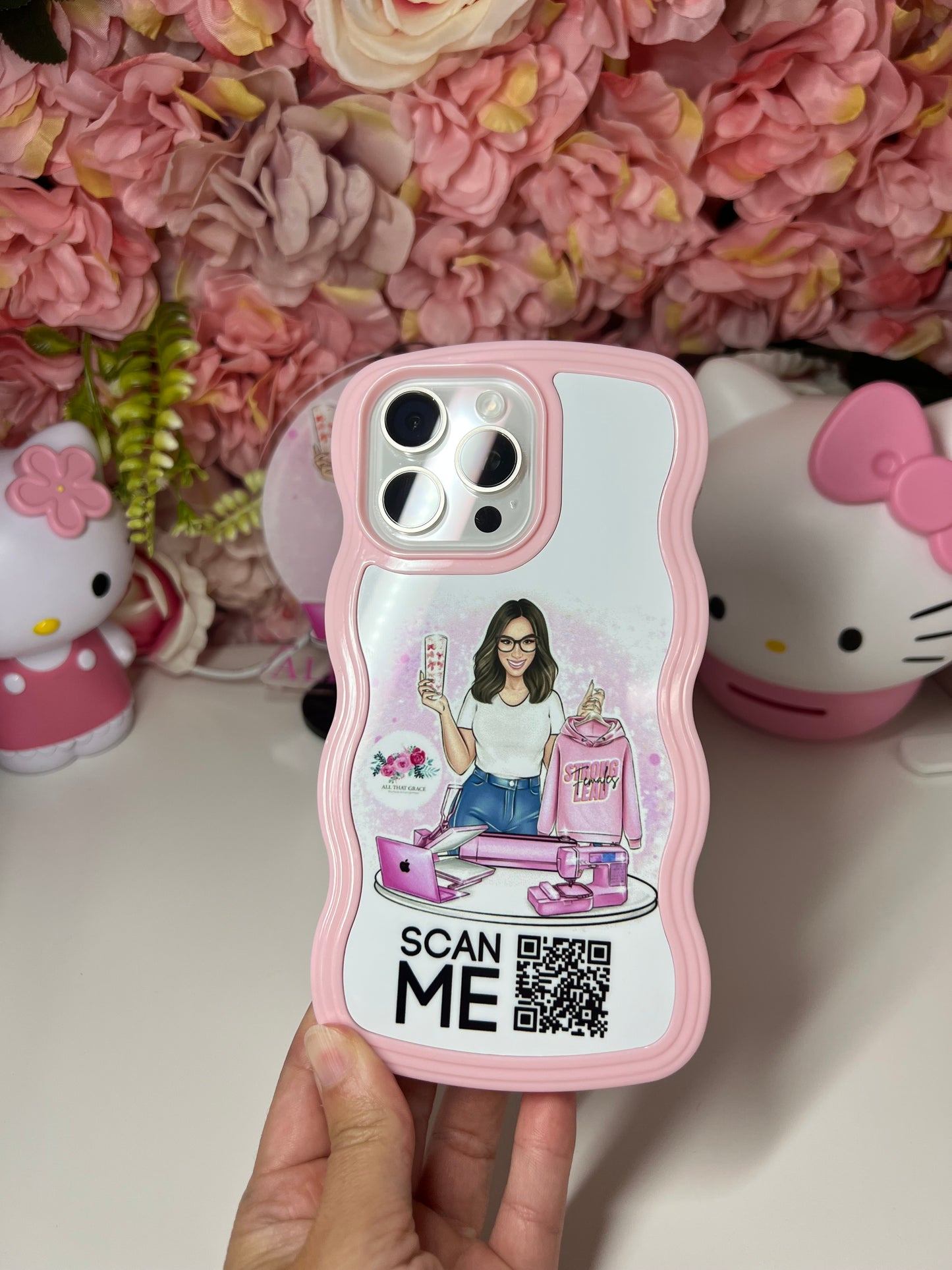 Custom Pink Wave Phone Case for I phone 15 Pro