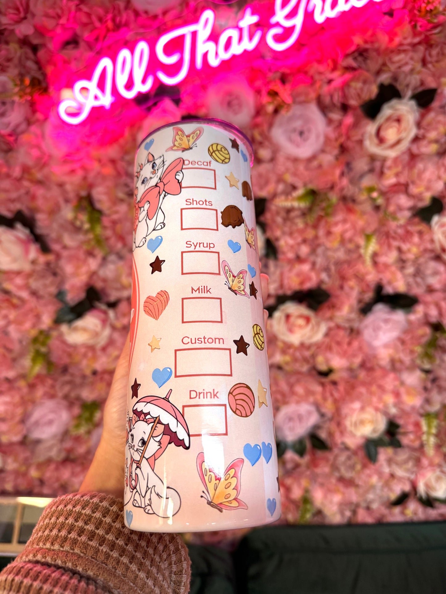 Cafecito y Chisme Marie The Cat From The Aristocats Starbucks Tumbler 20oz Skinny Cup