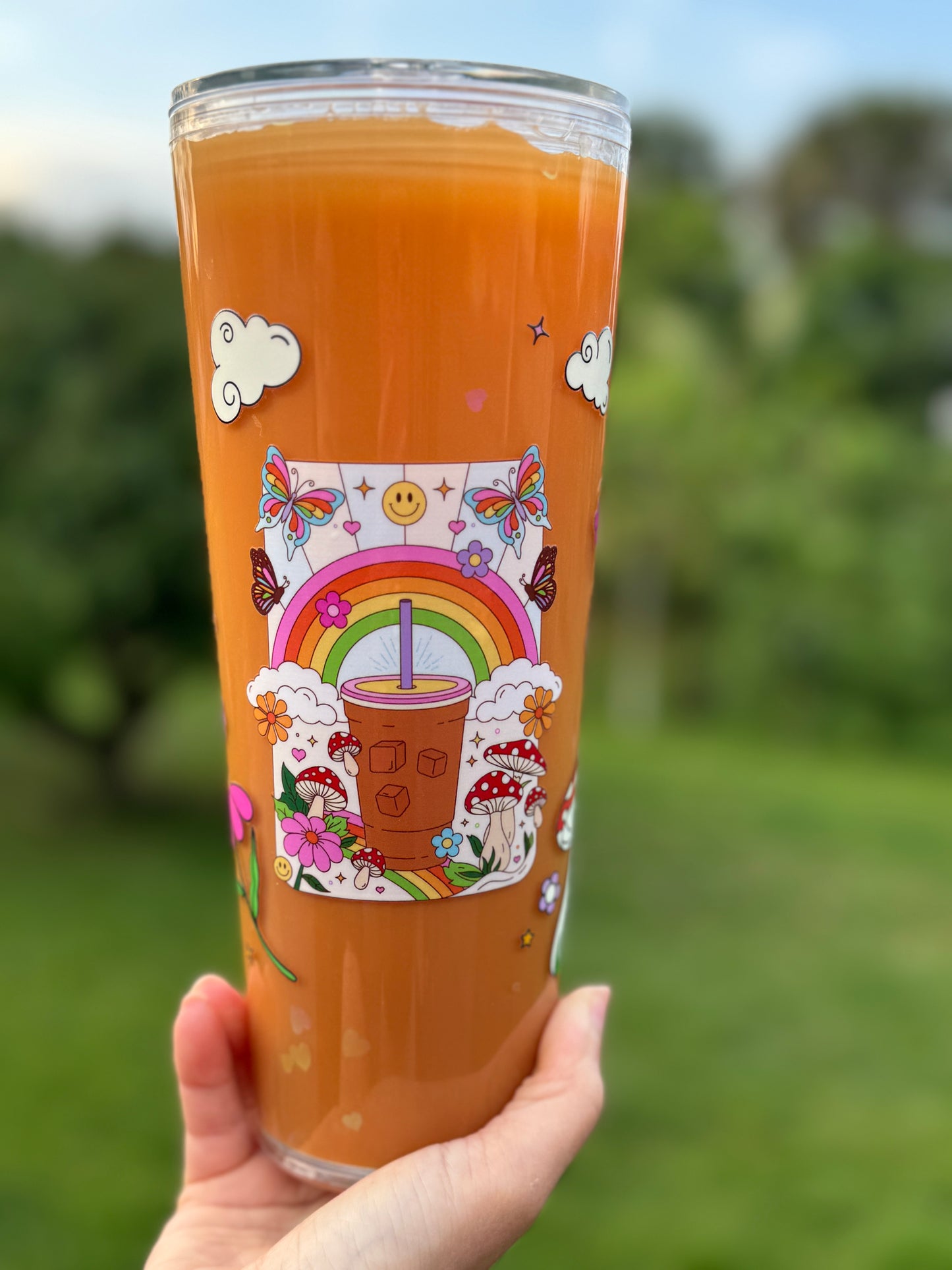 Retro Coffee 24oz 24OZ GLITTER Snow GLOBE ACRYLIC TUMBLER