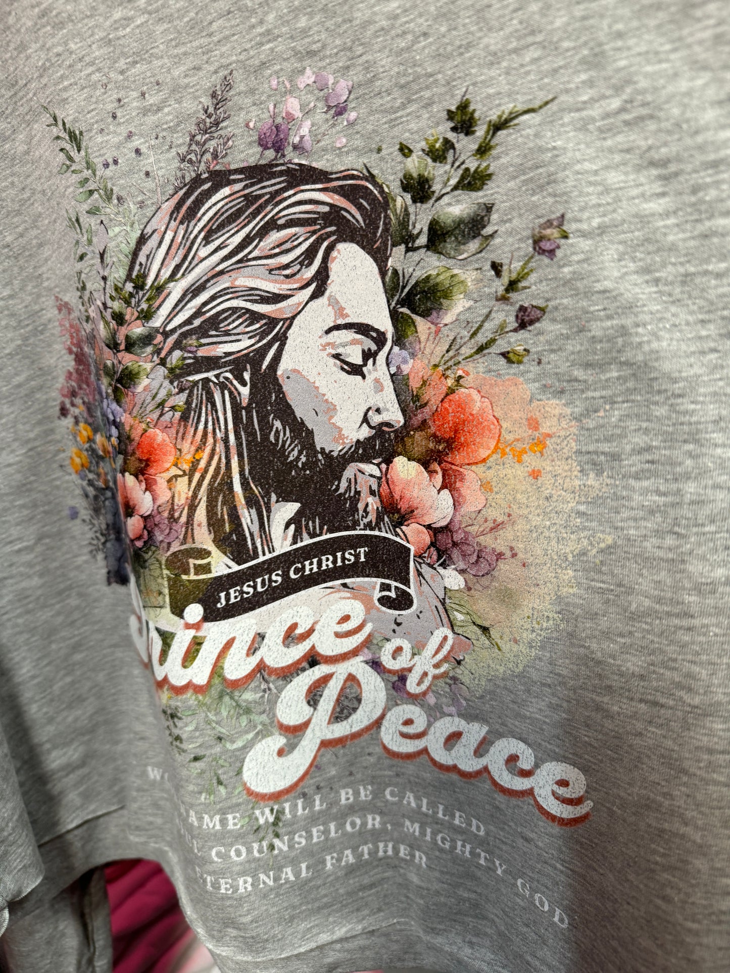 Prince Of Peace Jesus Christ Bible Verse Floral Tee