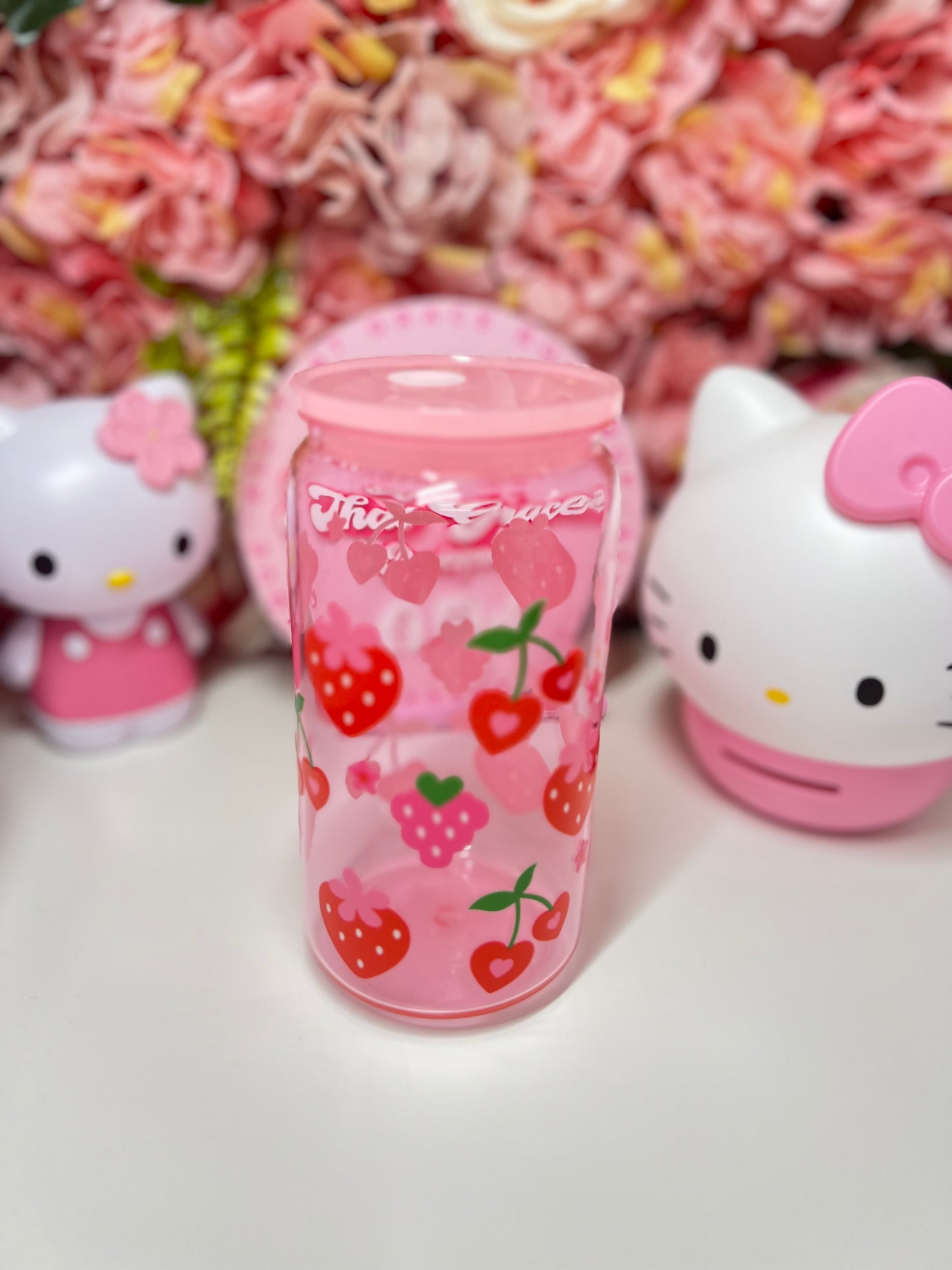 Strawberry Cherry Heart Pink Acrylic Jelly Cup