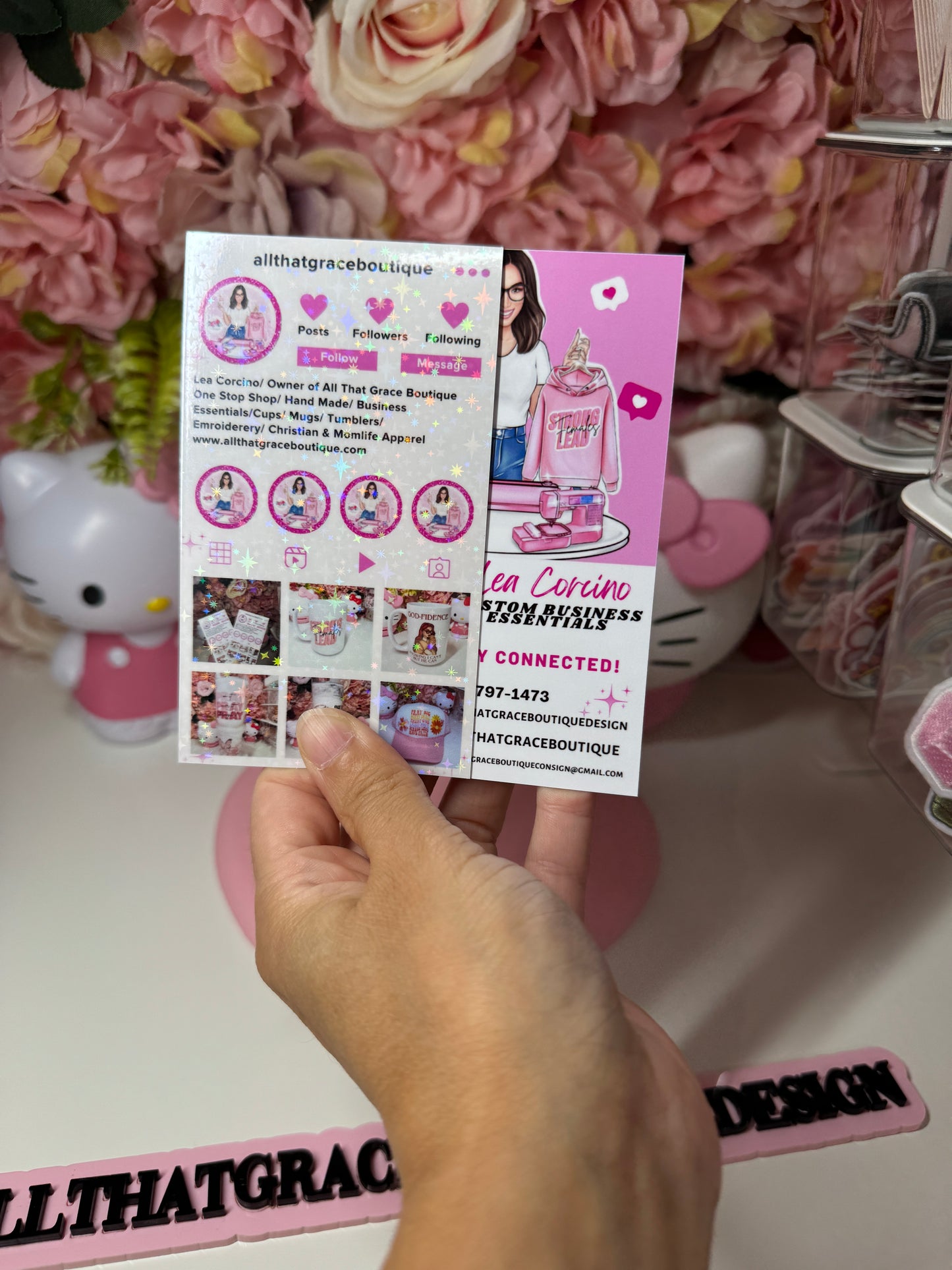 Instagram Business Cards in Hot Pink 2.75" by 4.5"