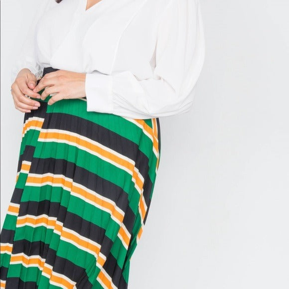 Do+ Be Green Plus Size Stripped Skirt 1x,2x,3x NWT