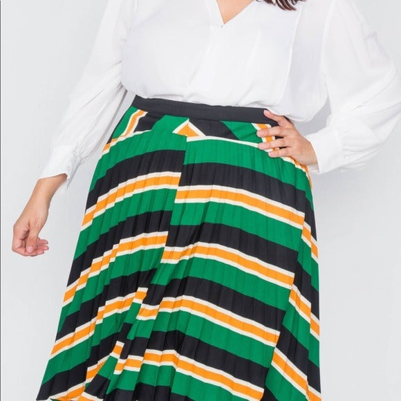 Do+ Be Green Plus Size Stripped Skirt 1x,2x,3x NWT