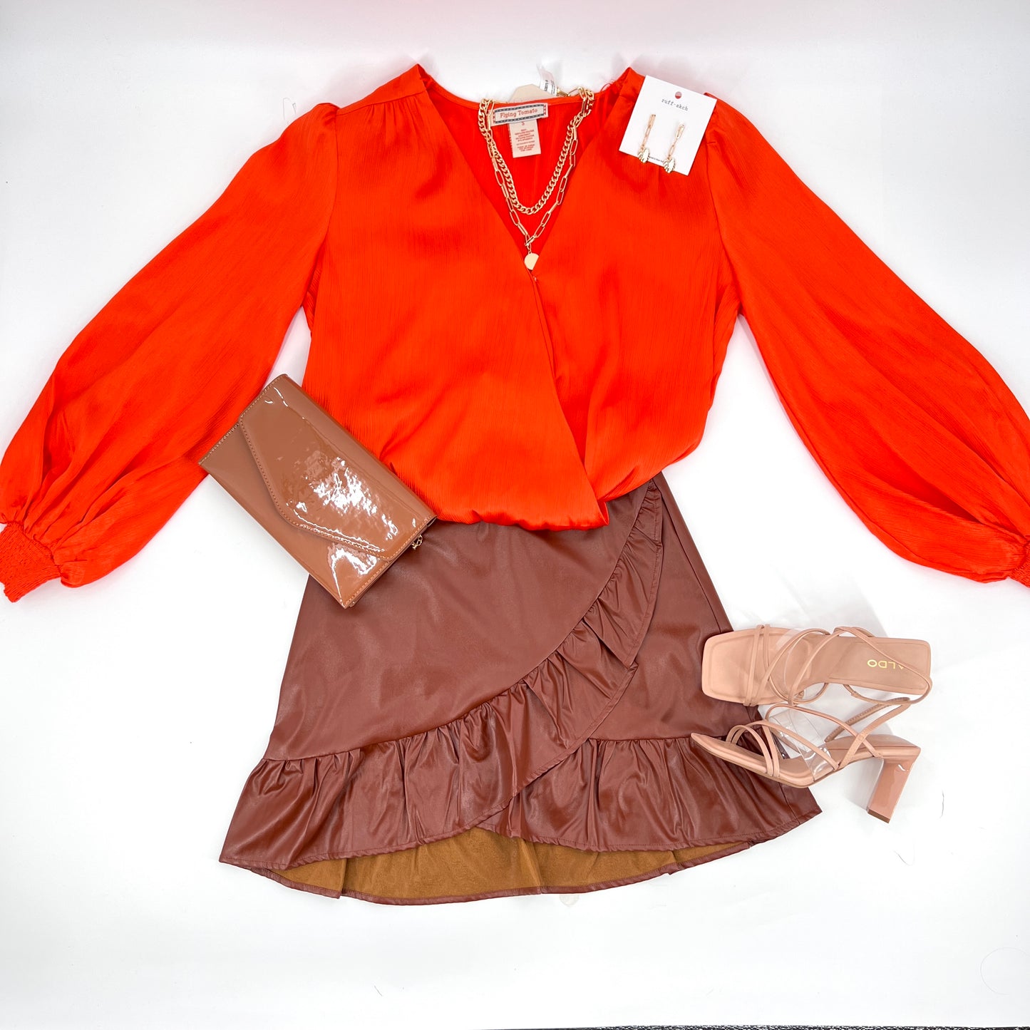 Ruffle Faux Leather Skirt