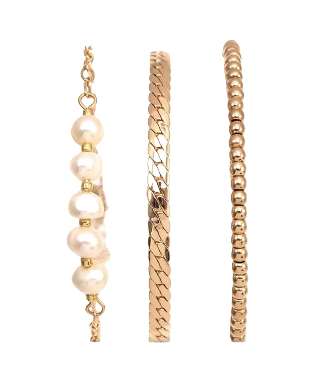 Gold Chain Triple Bracelet Set