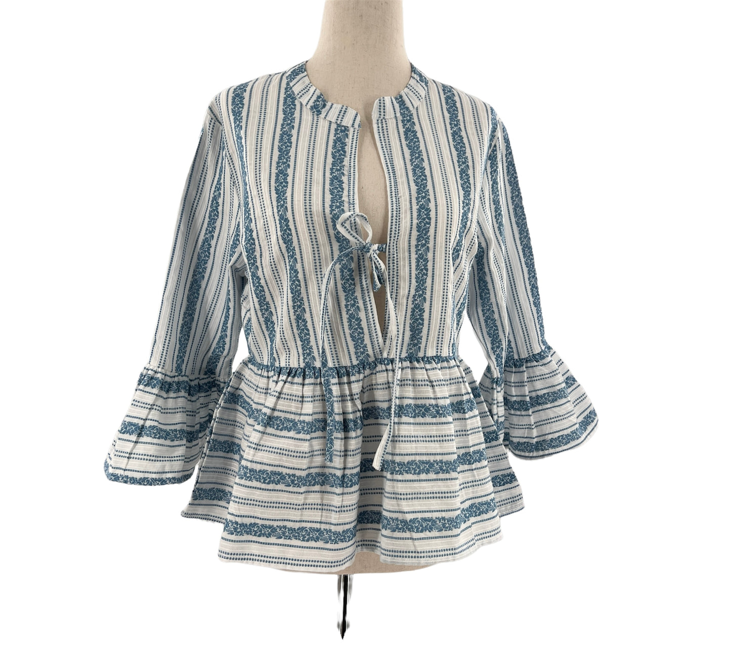 Boho Peplum Top in Blue