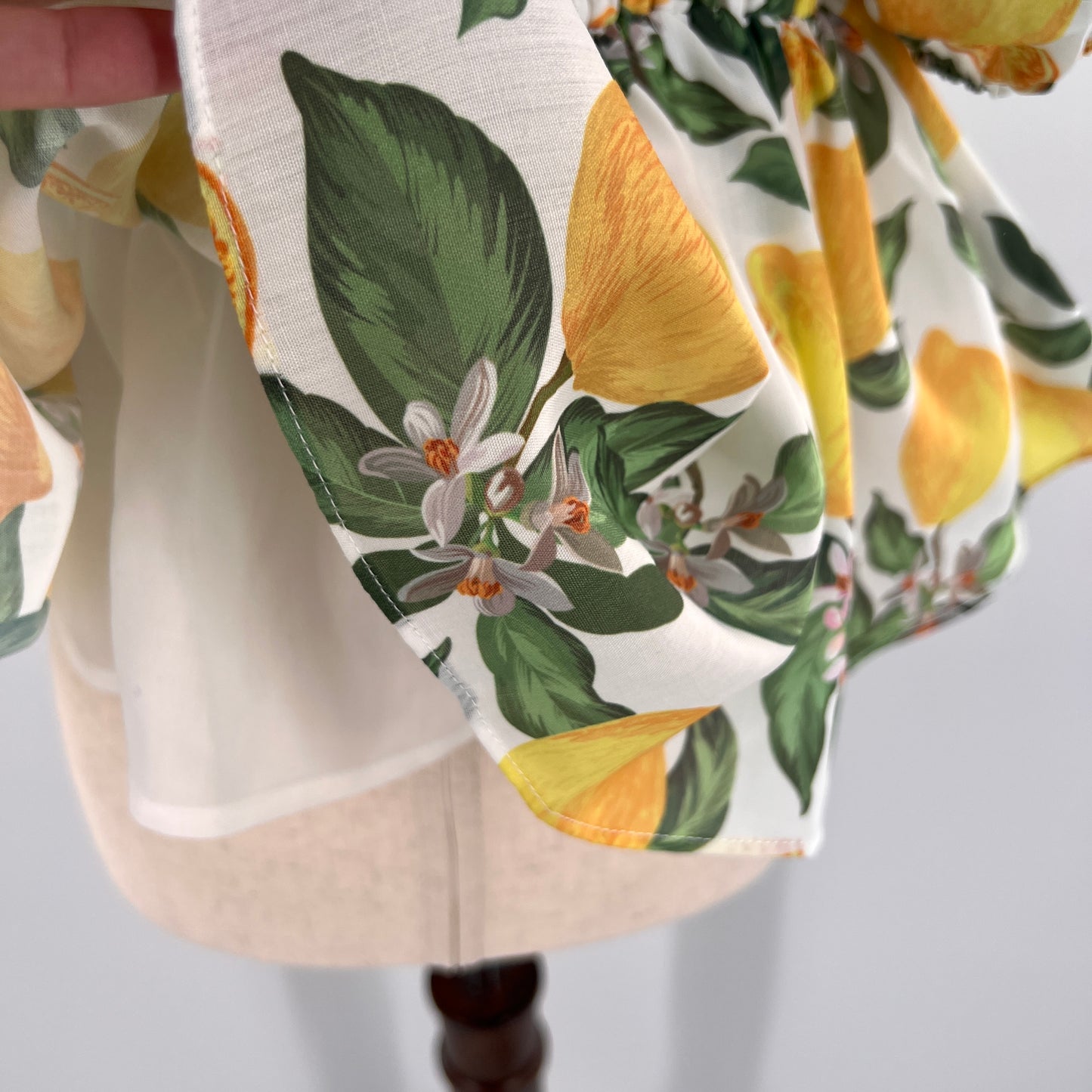 English Factory Lemon Print Peplum Puff Sleeve Top