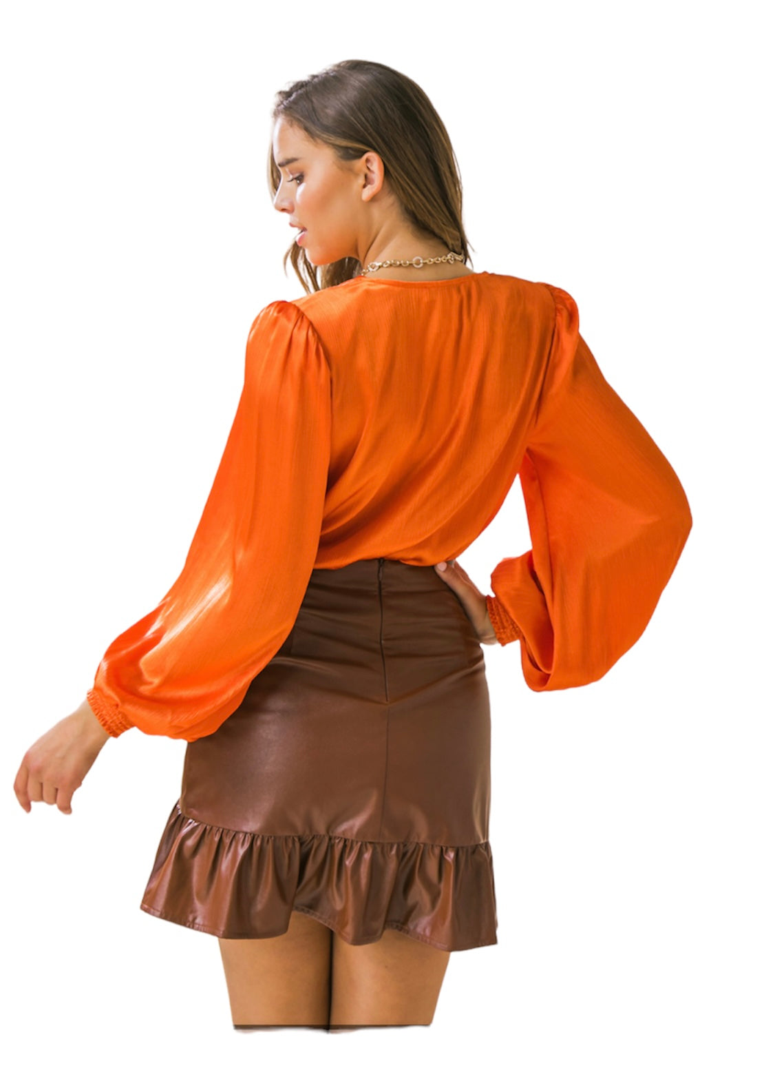 Ruffle Faux Leather Skirt