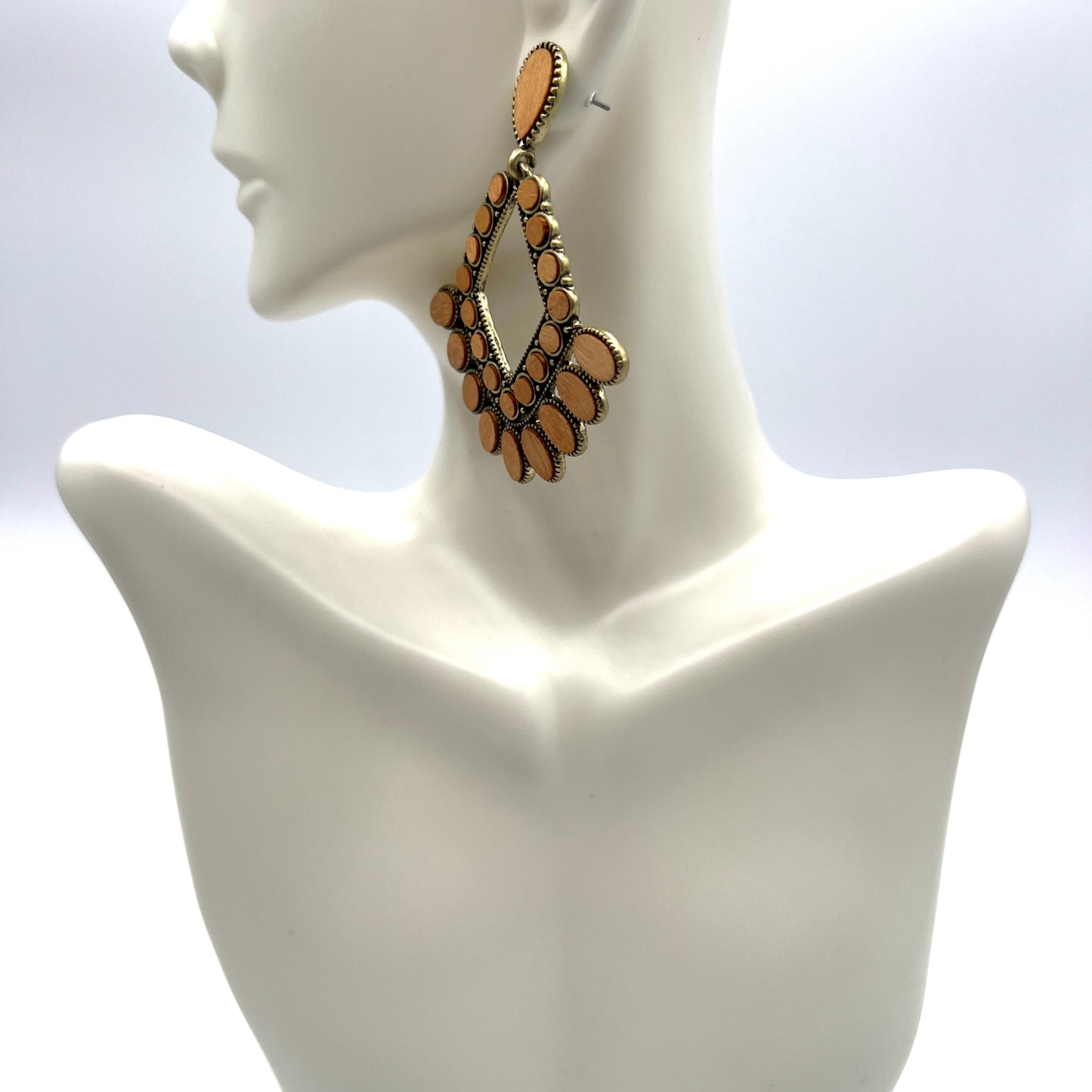Faux Wood Chandelier Earrings