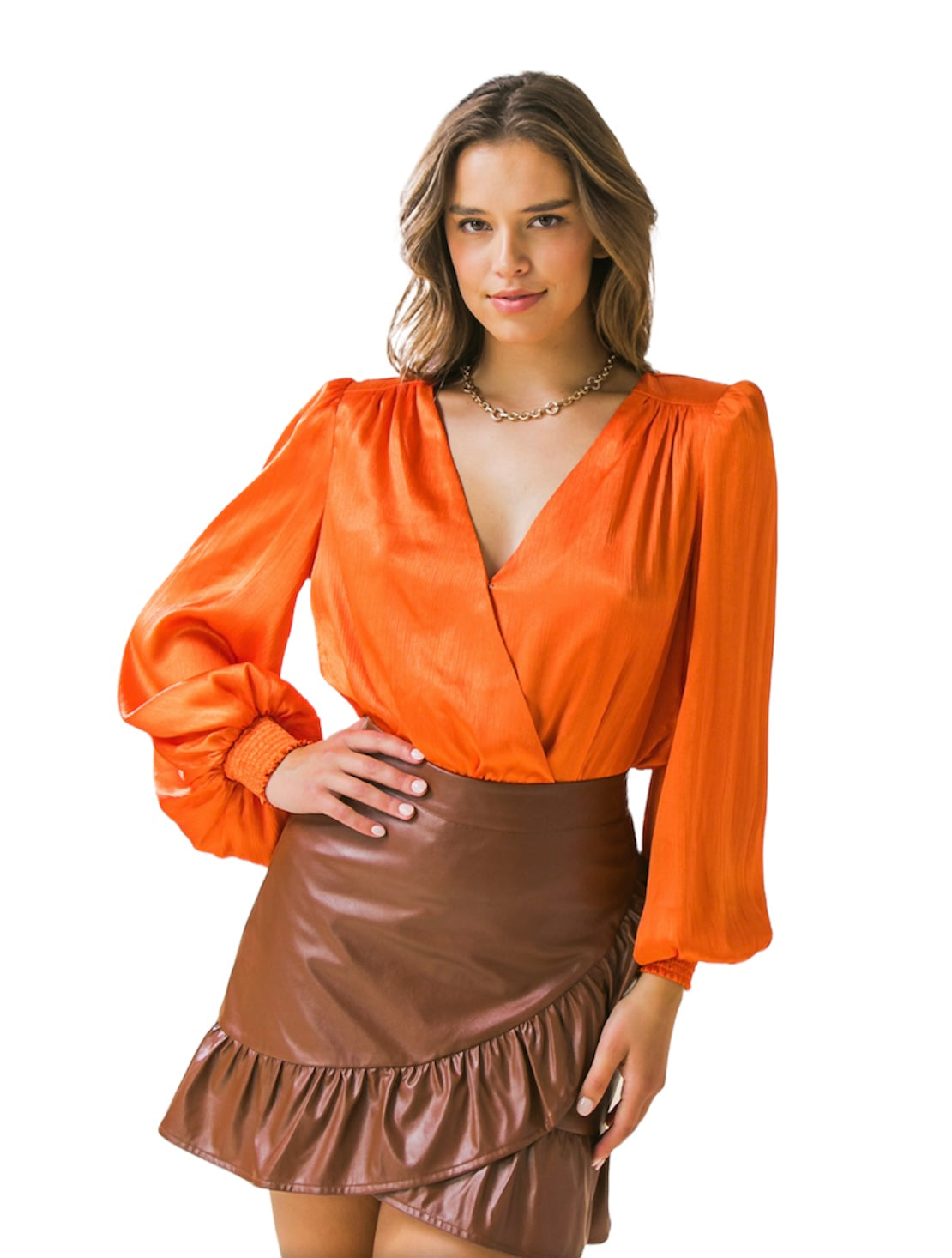 Ruffle Faux Leather Skirt