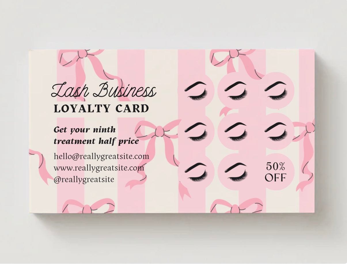Coquette Esthetic Loyalty Rewards Card Pink & Red
