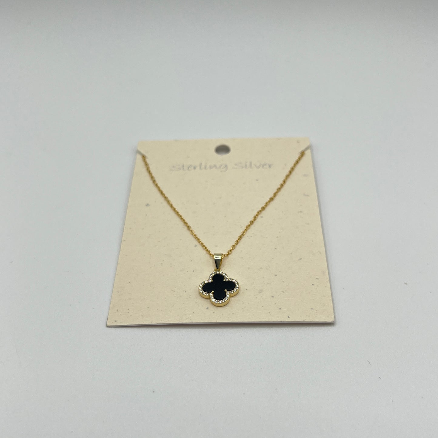 Clover Pendant Gold Necklace in Black