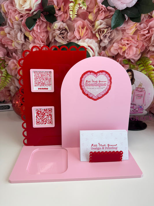 Scalloped Scan To Pay / Follow Us Acrylic 2 Color Sign