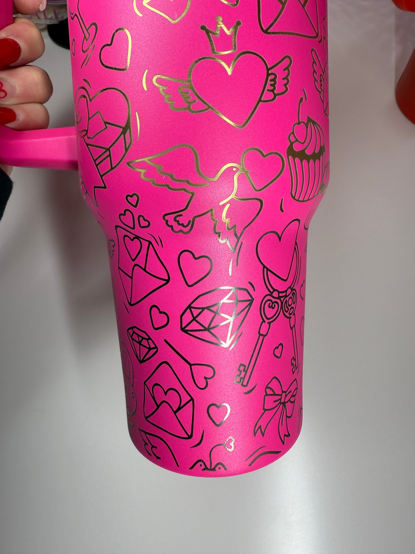 Valentines Love Letter Pink or Red With Gold under-layer  40oz Tumbler