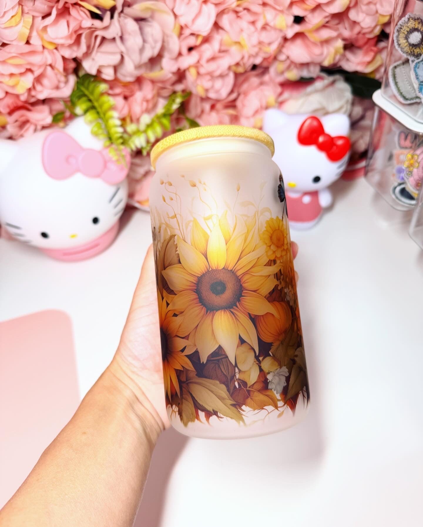 Sunflower and Daisies Frosted Libby Cup