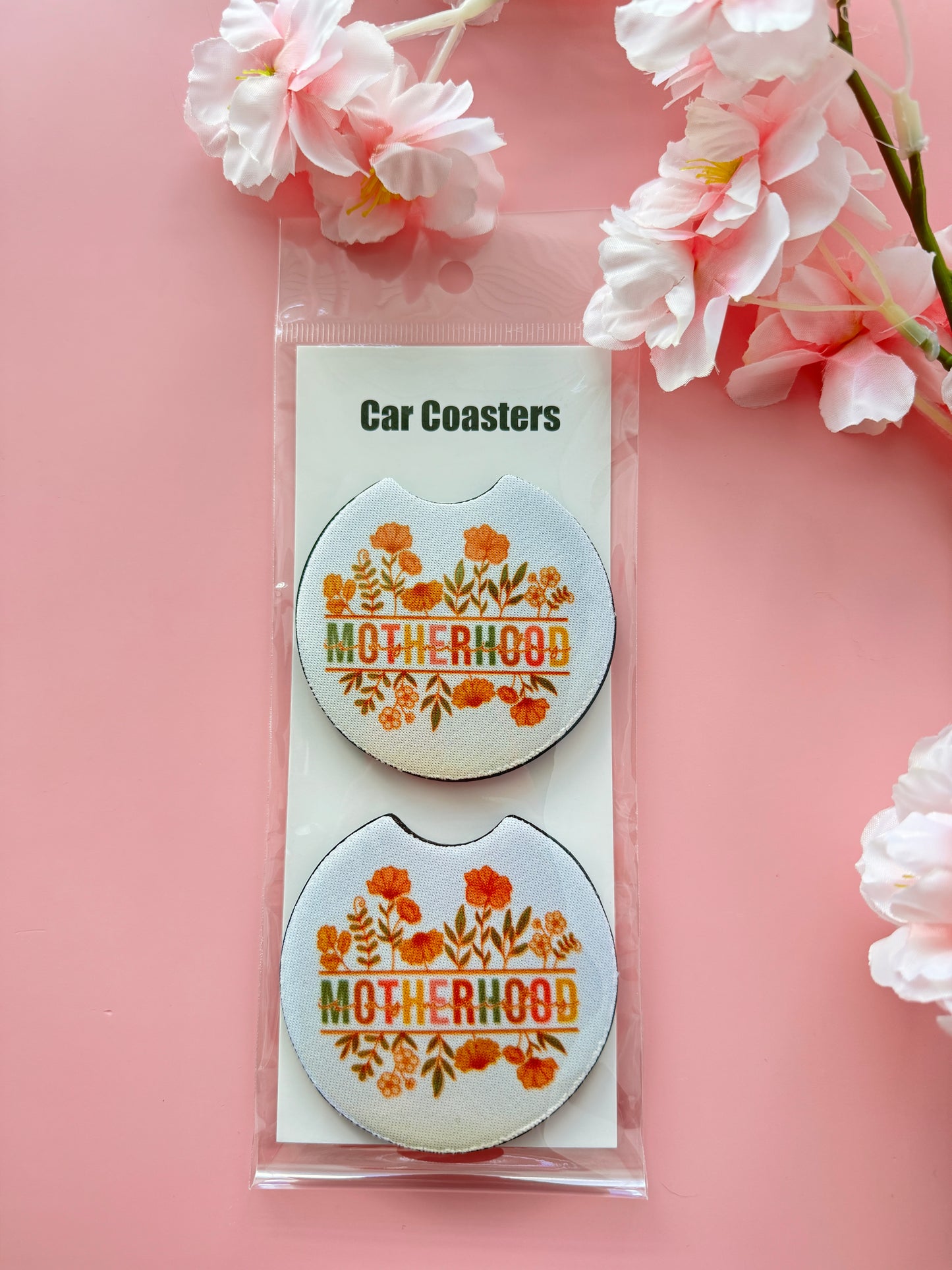 Motherhood Boho Floral Car Coaster