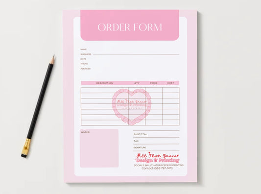Custom Order Form Notepad