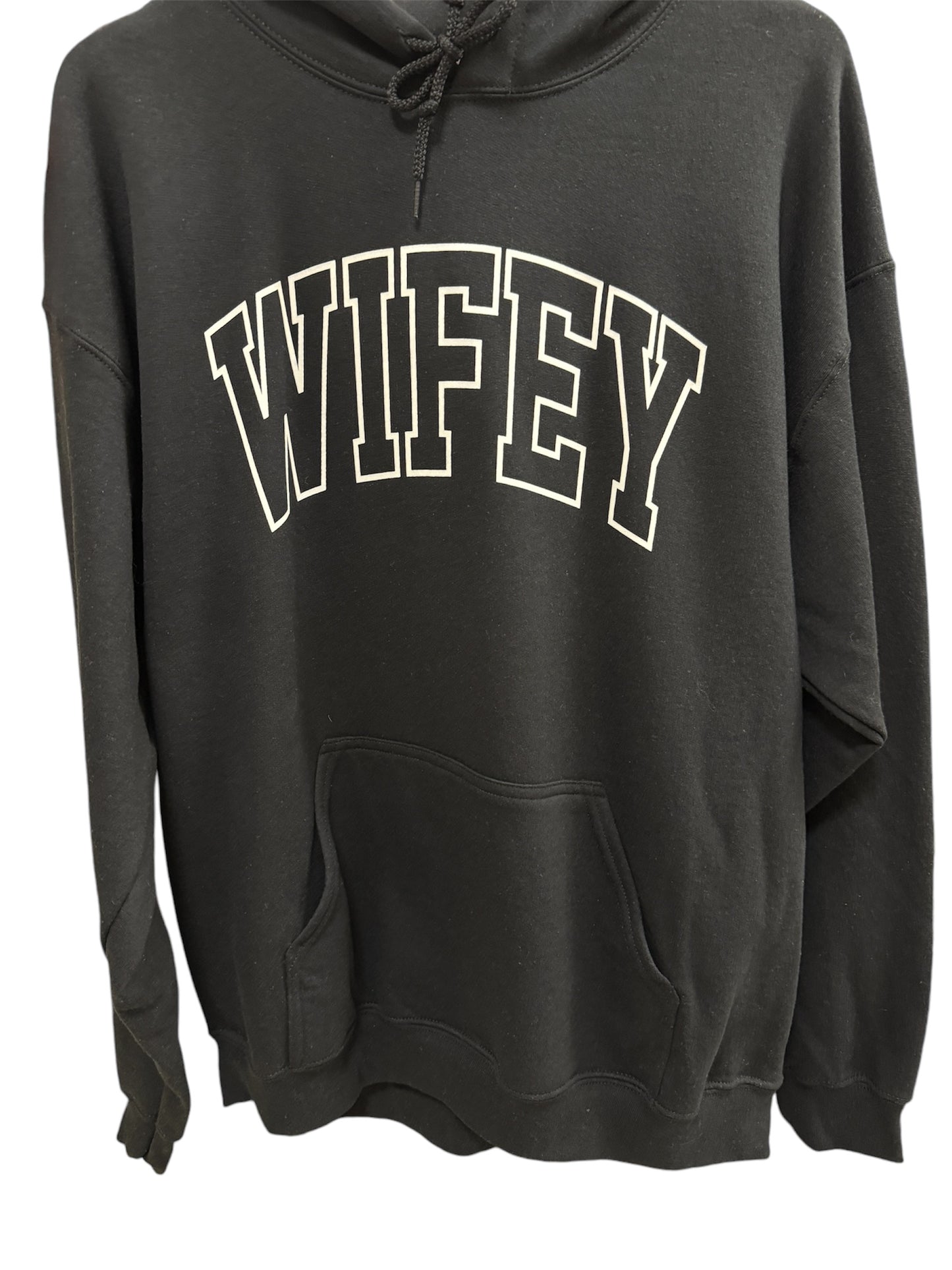 Wifey Hoodie In  Black With White Letters