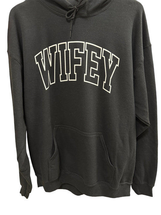 Wifey Hoodie In Black With White Letters