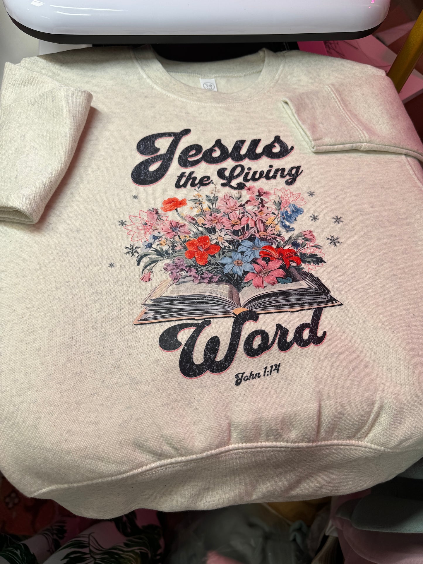 Jesus The Living Word Floral Bible John 1:14 Bible Verse Sweater