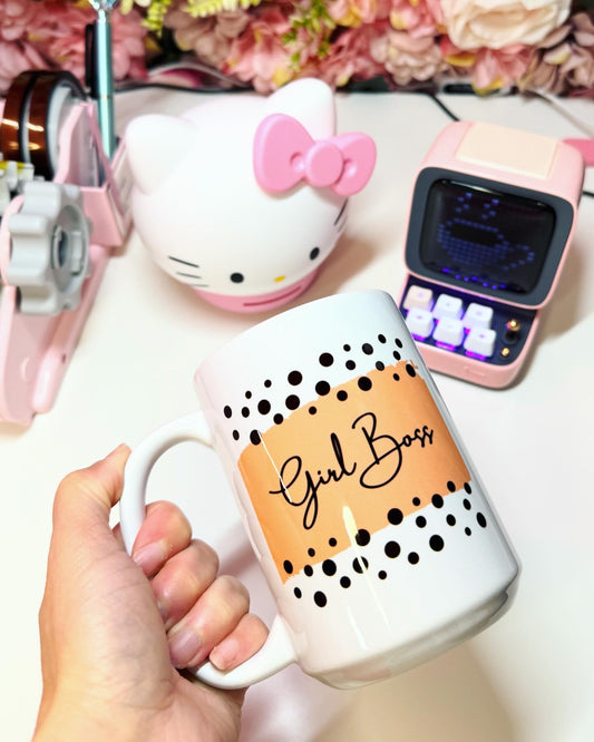 Girl Boss Polka Dot Ceramic Mug 15oz