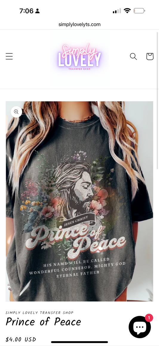 Prince Of Peace Jesus Christ Bible Verse Floral Tee