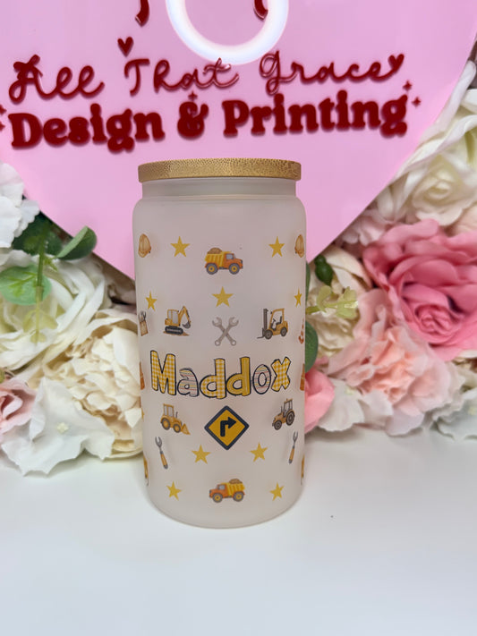 Custom Theme Frosted Glass Libby Cup With Clear Lid Santa/ Character