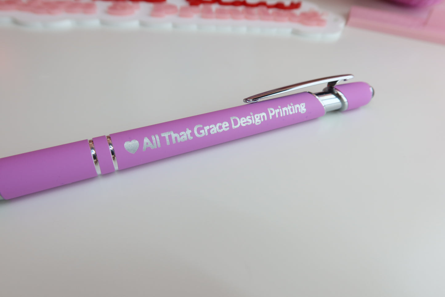 Engraved Rubber Inkling Ballpoint Pen With Stylus