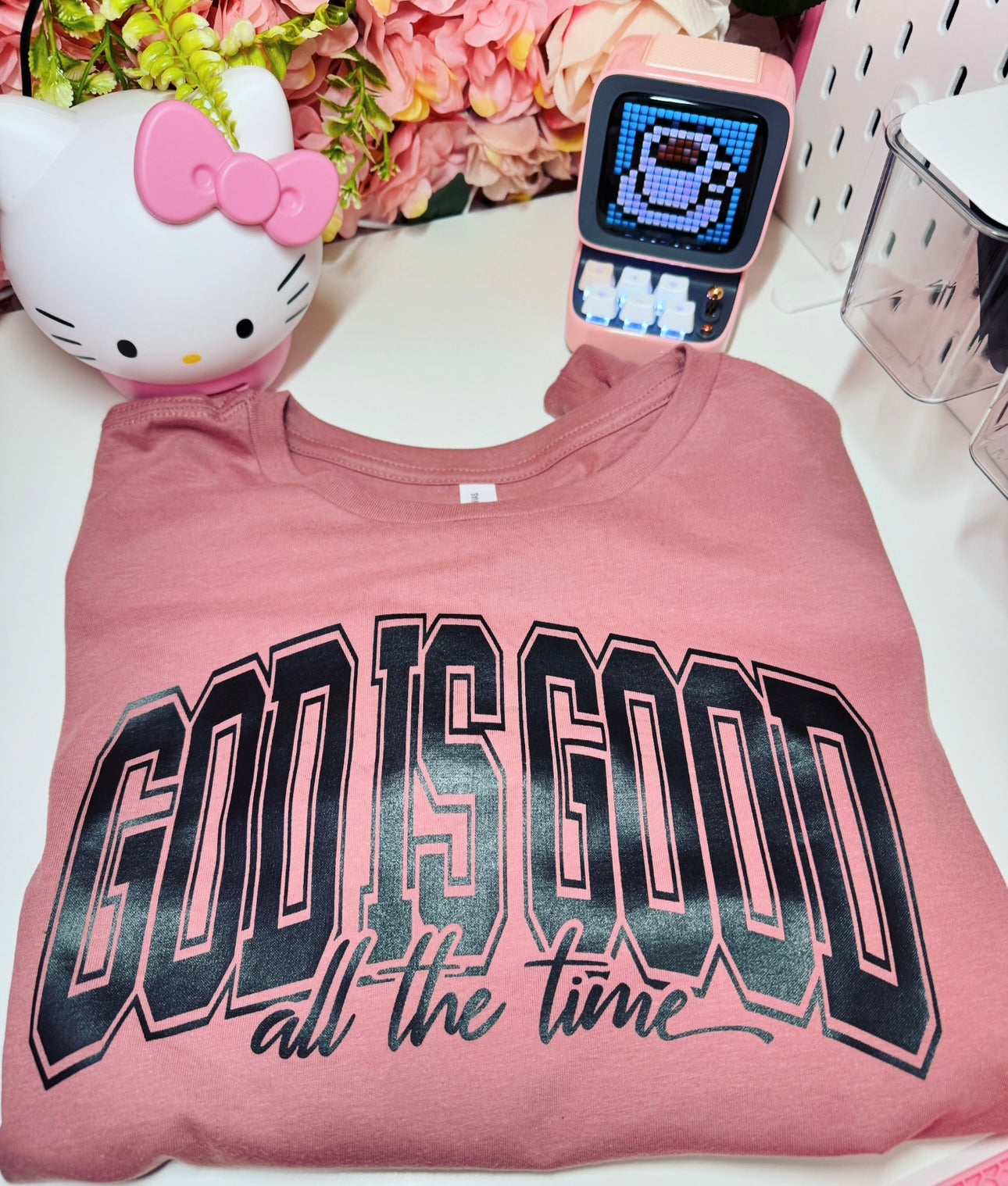 God Is Good All The Time Cropped Long Sleeve Tee In Mauve